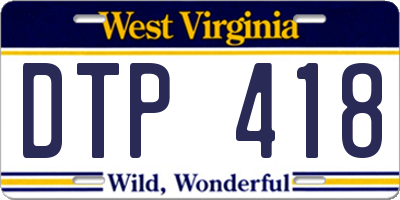 WV license plate DTP418