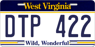 WV license plate DTP422