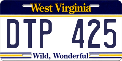 WV license plate DTP425