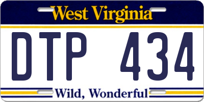 WV license plate DTP434