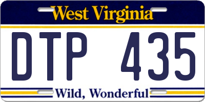 WV license plate DTP435