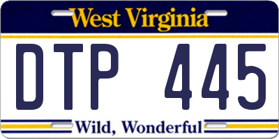 WV license plate DTP445