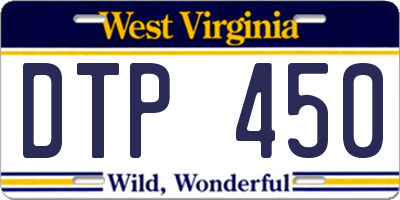 WV license plate DTP450