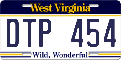 WV license plate DTP454