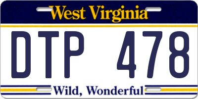 WV license plate DTP478