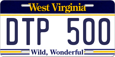 WV license plate DTP500