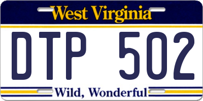 WV license plate DTP502