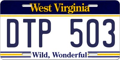 WV license plate DTP503