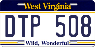WV license plate DTP508