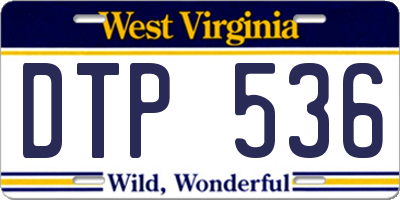 WV license plate DTP536