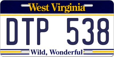 WV license plate DTP538
