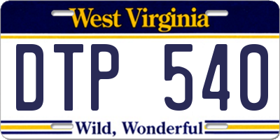 WV license plate DTP540