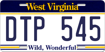 WV license plate DTP545