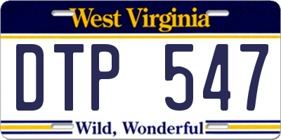 WV license plate DTP547