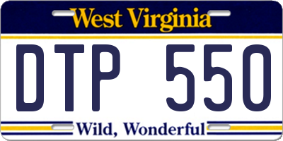 WV license plate DTP550