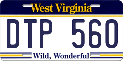 WV license plate DTP560
