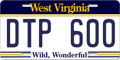WV license plate DTP600