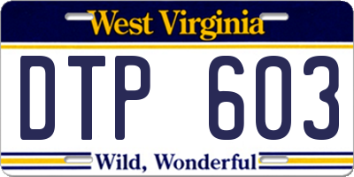 WV license plate DTP603