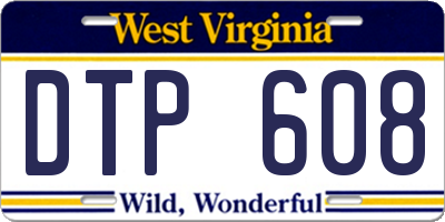 WV license plate DTP608