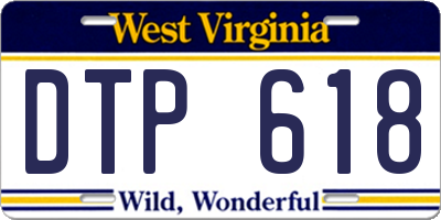 WV license plate DTP618