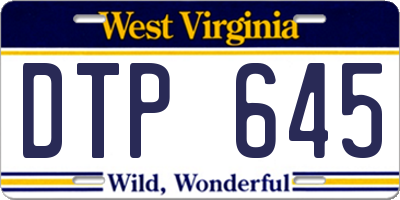WV license plate DTP645
