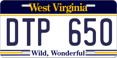 WV license plate DTP650