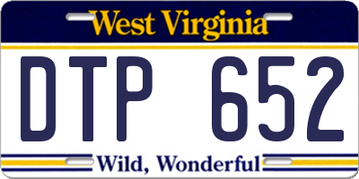 WV license plate DTP652