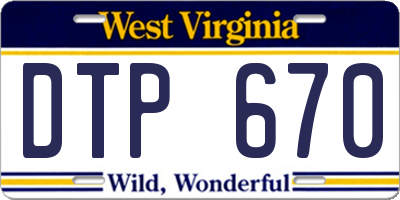 WV license plate DTP670