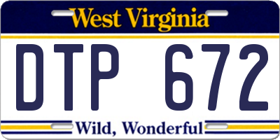 WV license plate DTP672