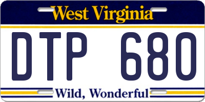 WV license plate DTP680
