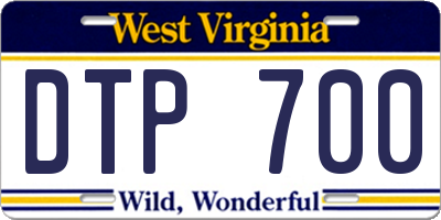 WV license plate DTP700