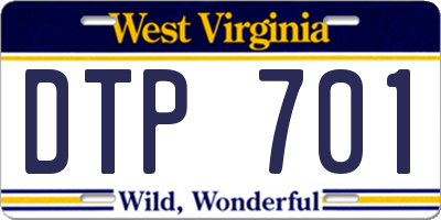 WV license plate DTP701