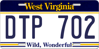 WV license plate DTP702