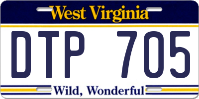 WV license plate DTP705