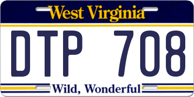 WV license plate DTP708