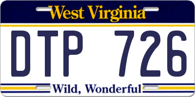 WV license plate DTP726