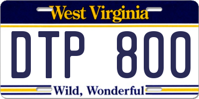 WV license plate DTP800