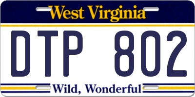 WV license plate DTP802
