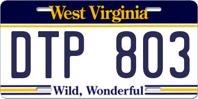 WV license plate DTP803