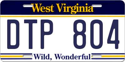 WV license plate DTP804