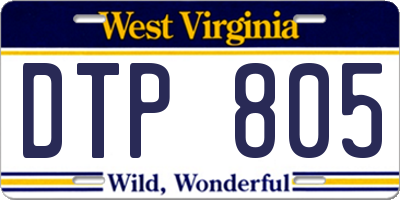 WV license plate DTP805
