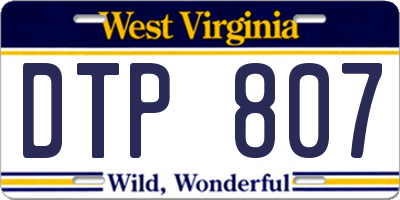 WV license plate DTP807