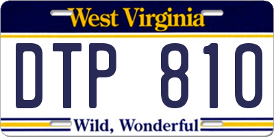 WV license plate DTP810