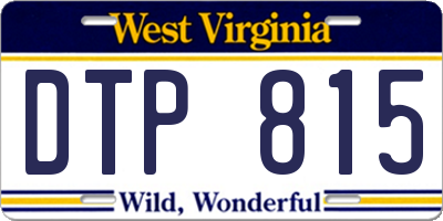 WV license plate DTP815
