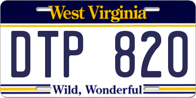 WV license plate DTP820
