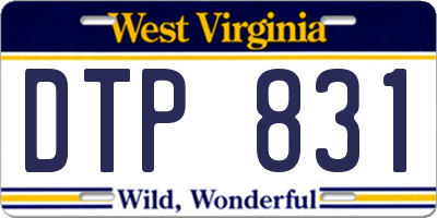 WV license plate DTP831