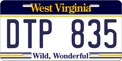WV license plate DTP835