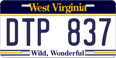 WV license plate DTP837