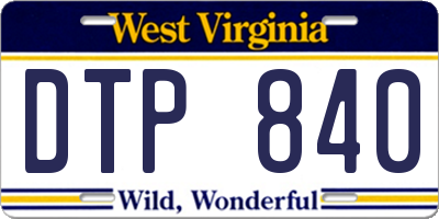 WV license plate DTP840