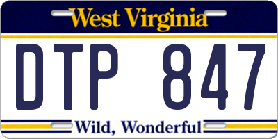 WV license plate DTP847